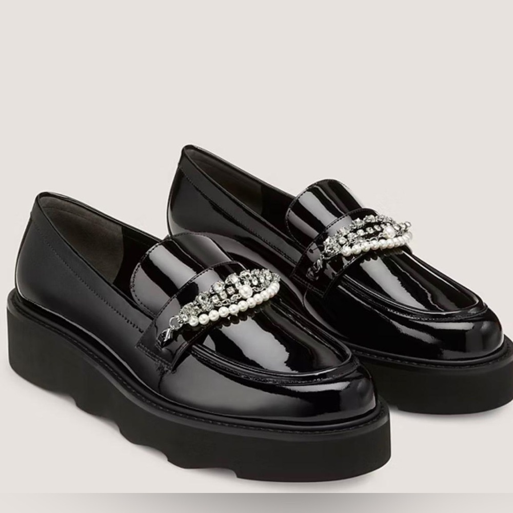 Stuart Weitzman Pearldrop Slip On Platform Loafer Flats - NWT - Picture 2 of 15